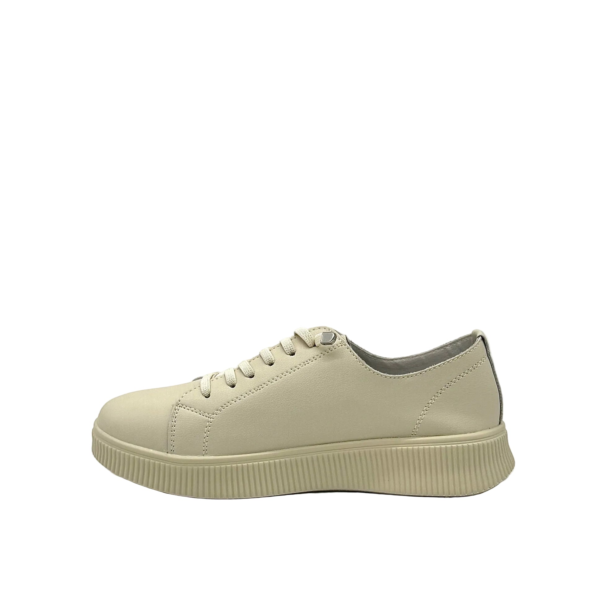BONAVI Katie beige leather sneakers for women with minimalist design and lightweight sole