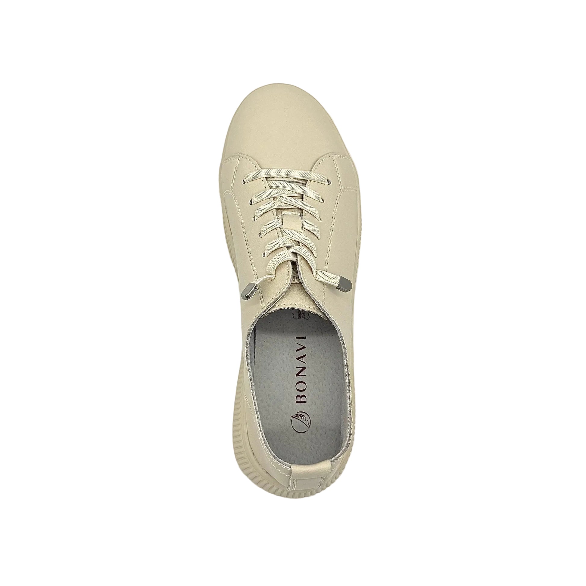 BONAVI Katie beige leather sneakers for women with minimalist design and lightweight sole
