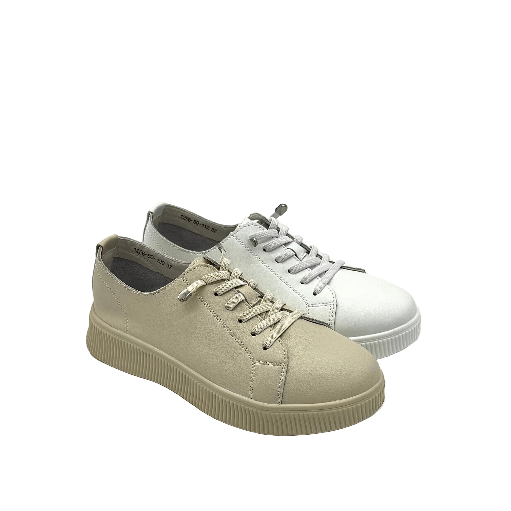 BONAVI Katie beige leather sneakers for women with minimalist design and lightweight sole