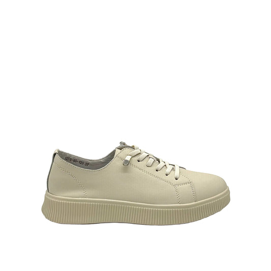 BONAVI Katie taupe leather sneakers for women with minimalist design and lightweight sole