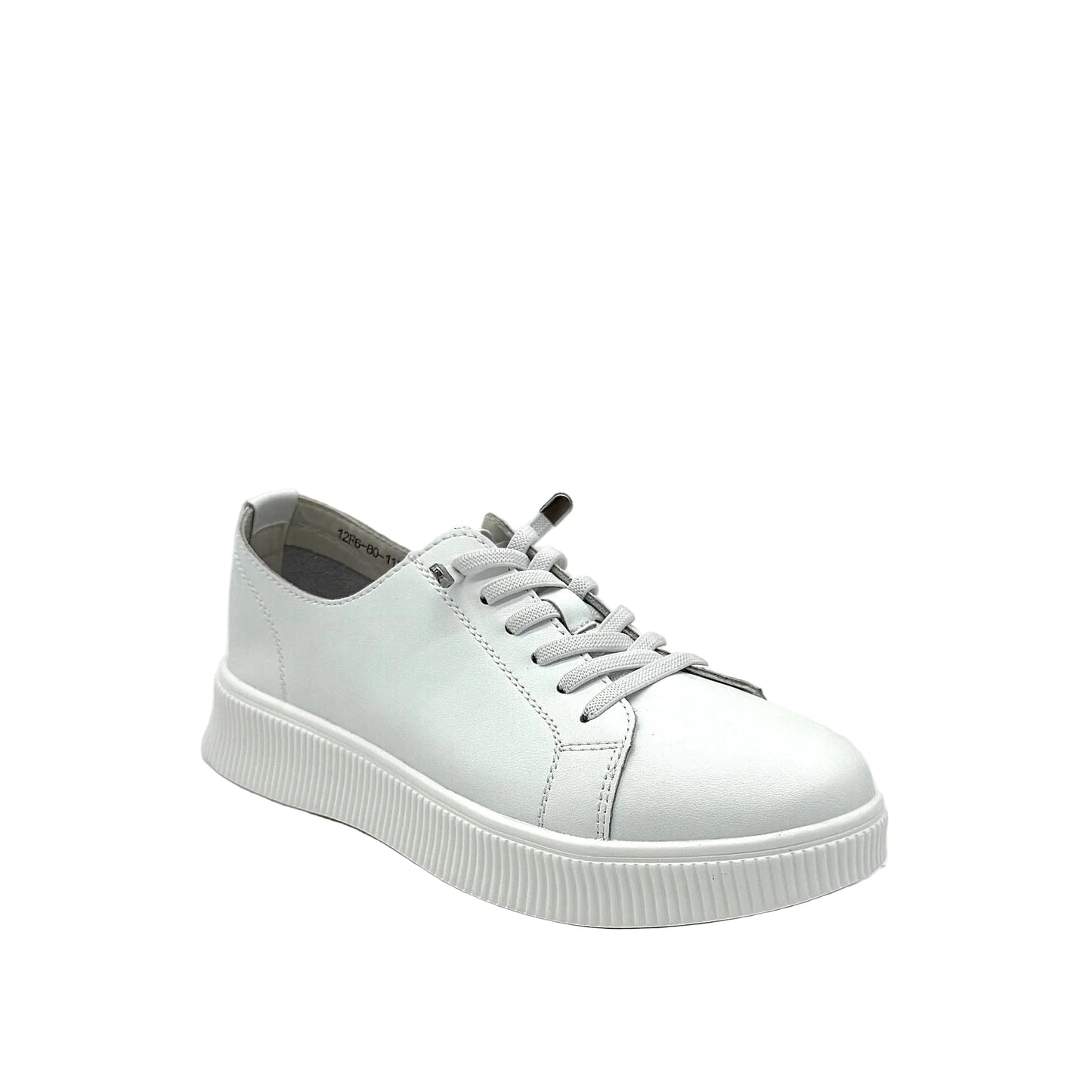 BONAVI Katie white leather sneakers for women with clean lace-up design and full leather construction