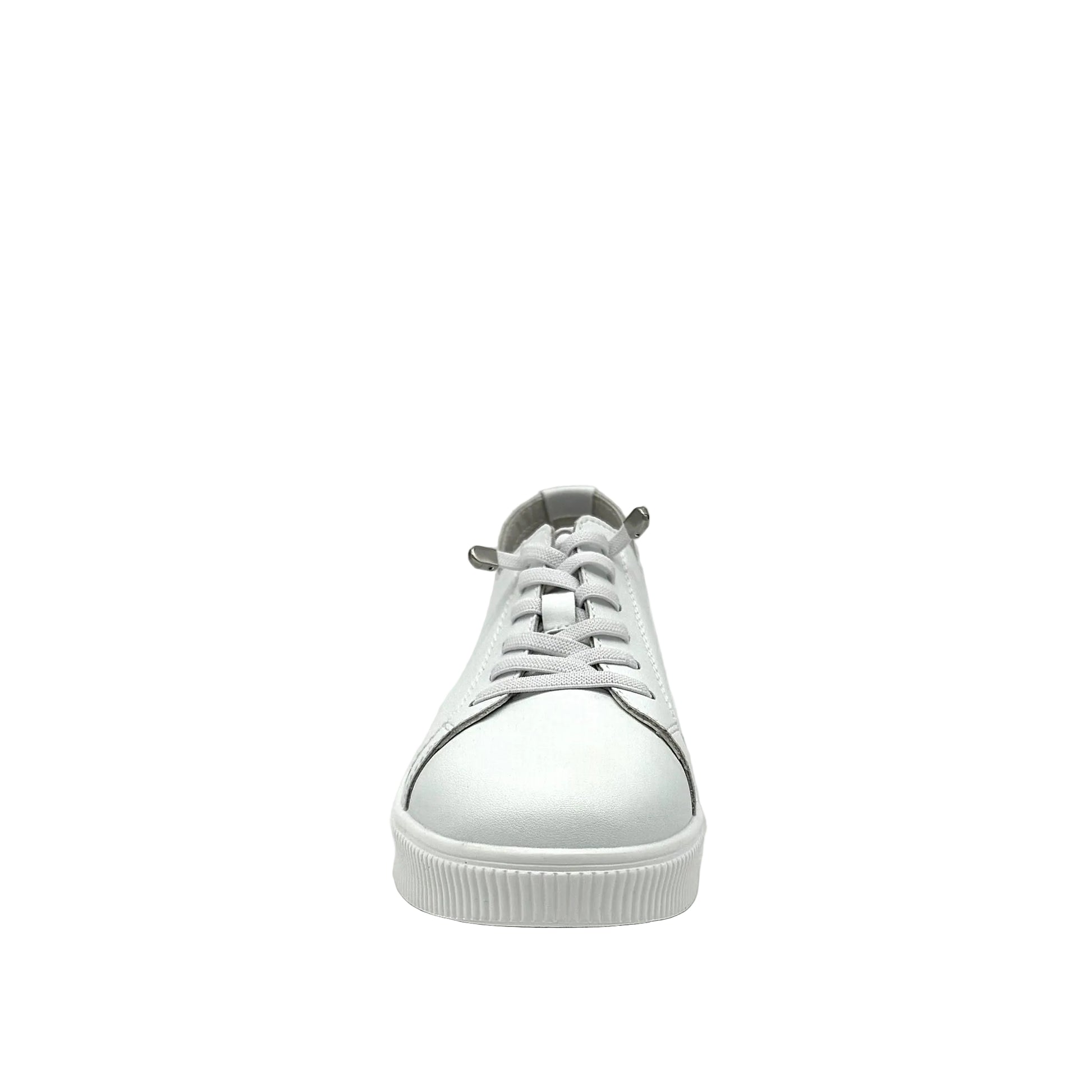 BONAVI Katie white leather sneakers for women with clean lace-up design and full leather construction