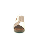 BONAVI Maria genuine leather block heel mule sandal in grey and white