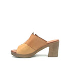 BONAVI Maria genuine leather block heel mule sandal in tan