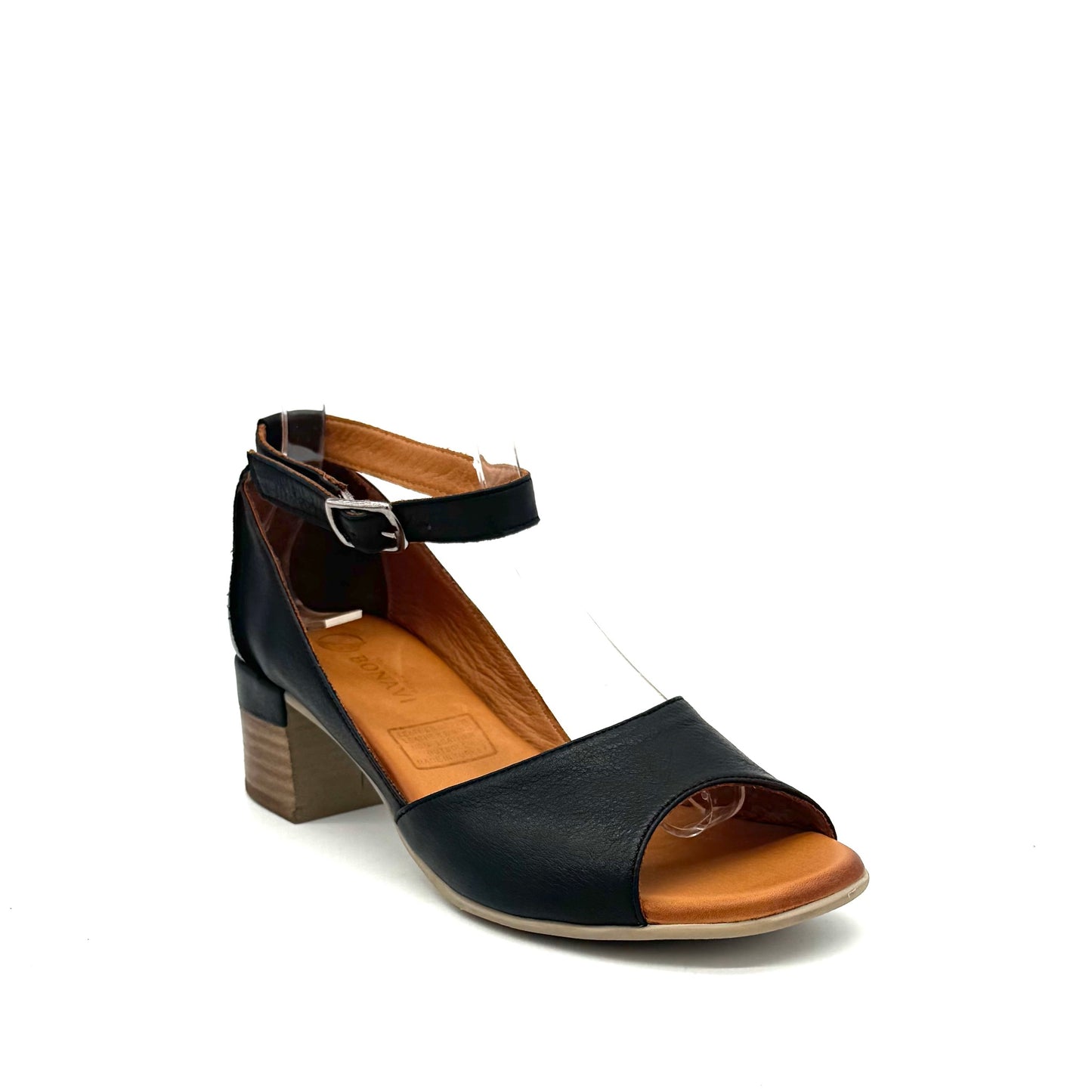 BONAVI Mariana Genuine Leather Ankle Strap Block Heel Sandal