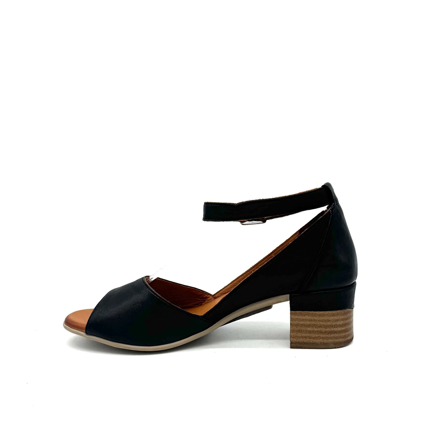 BONAVI Mariana Genuine Leather Ankle Strap Block Heel Sandal