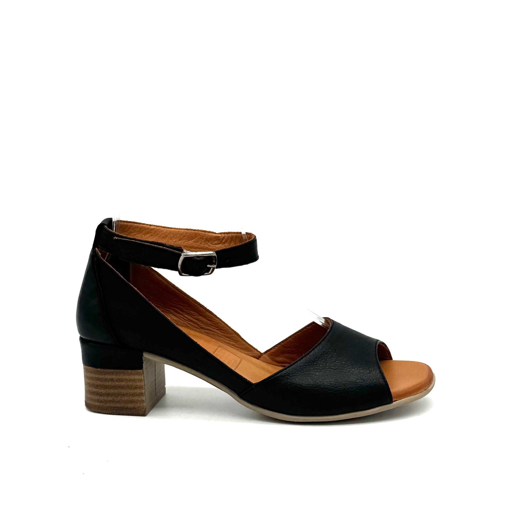 BONAVI Mariana Genuine Leather Ankle Strap Block Heel Sandal