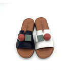 BONAVI Mesta black leather slide sandals for women with cushioned leather footbed and slip-on design