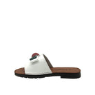 BONAVI Mesta white leather slide sandals for women with cushioned insole and flexible rubber sole