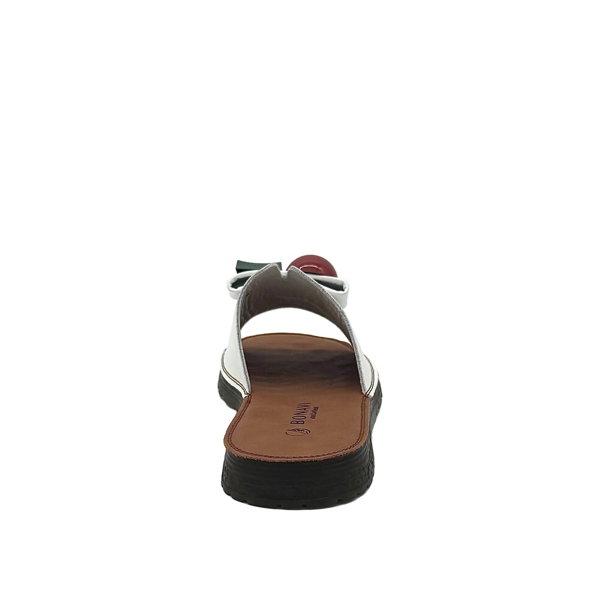 BONAVI Mesta white leather slide sandals for women with cushioned insole and flexible rubber sole