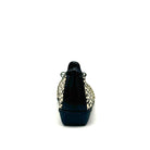 BONAVI Nicole genuine leather leopard print ballet flat in gold with black patent cap toe and bow detail, side view