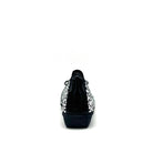 BONAVI Nicole genuine leather leopard print ballet flat in silver with black patent cap toe and bow detail