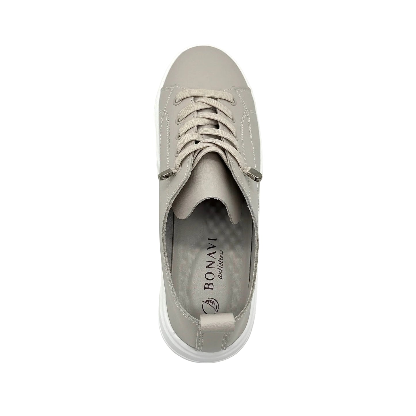BONAVI Paros taupe leather sneakers for women with minimalist design and lightweight sole