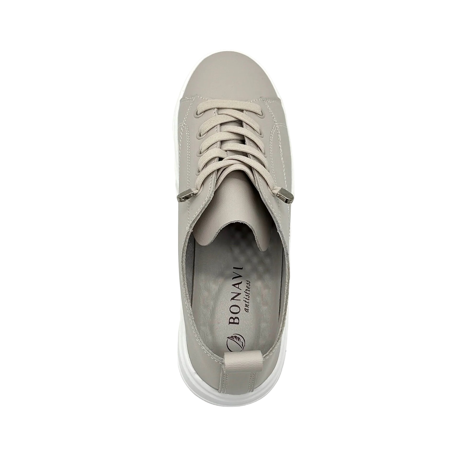 BONAVI Paros taupe leather sneakers for women with minimalist design and lightweight sole