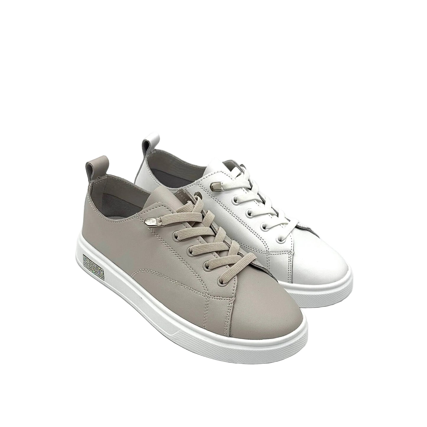 BONAVI Paros taupe leather sneakers for women with minimalist design and lightweight sole
