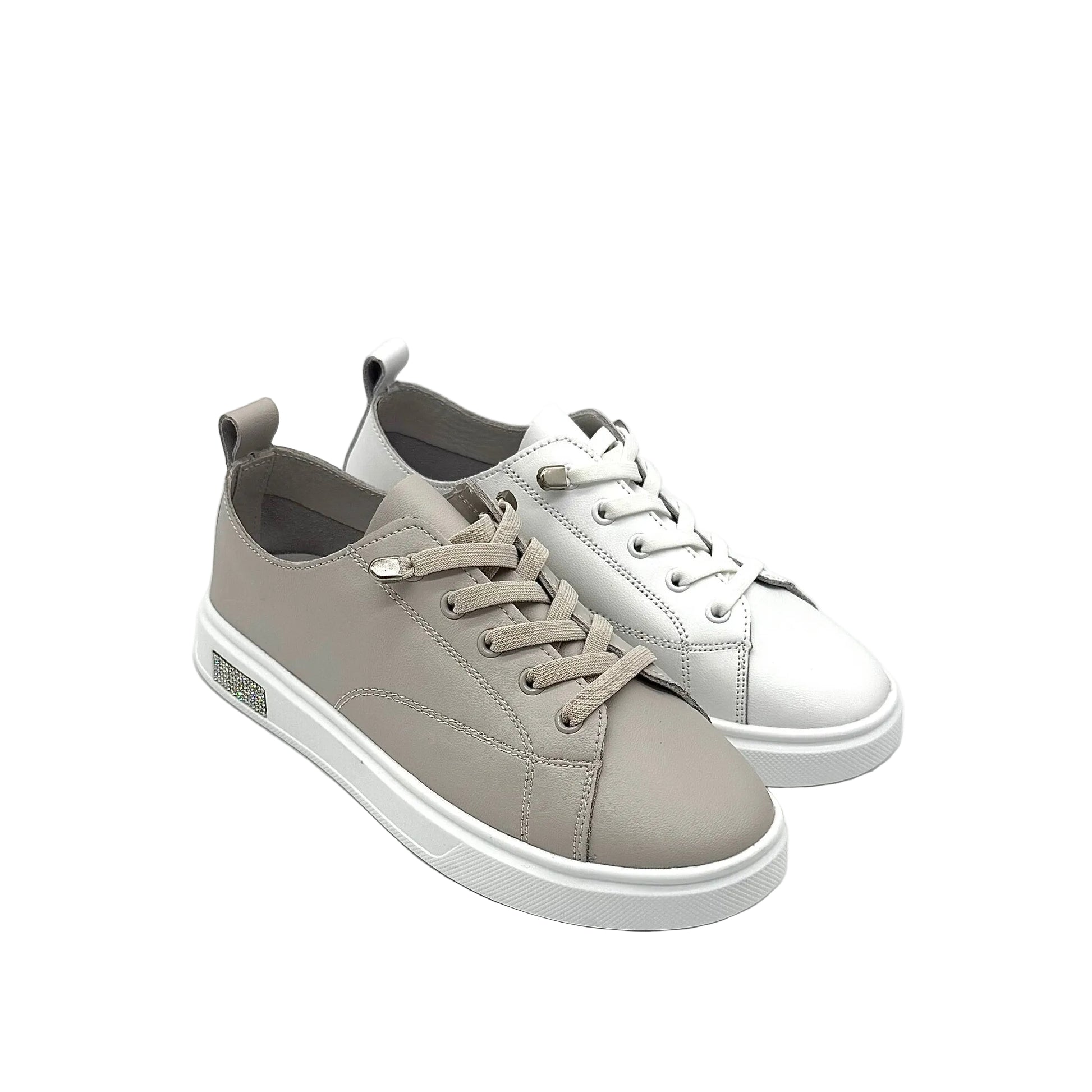 BONAVI Paros taupe leather sneakers for women with minimalist design and lightweight sole