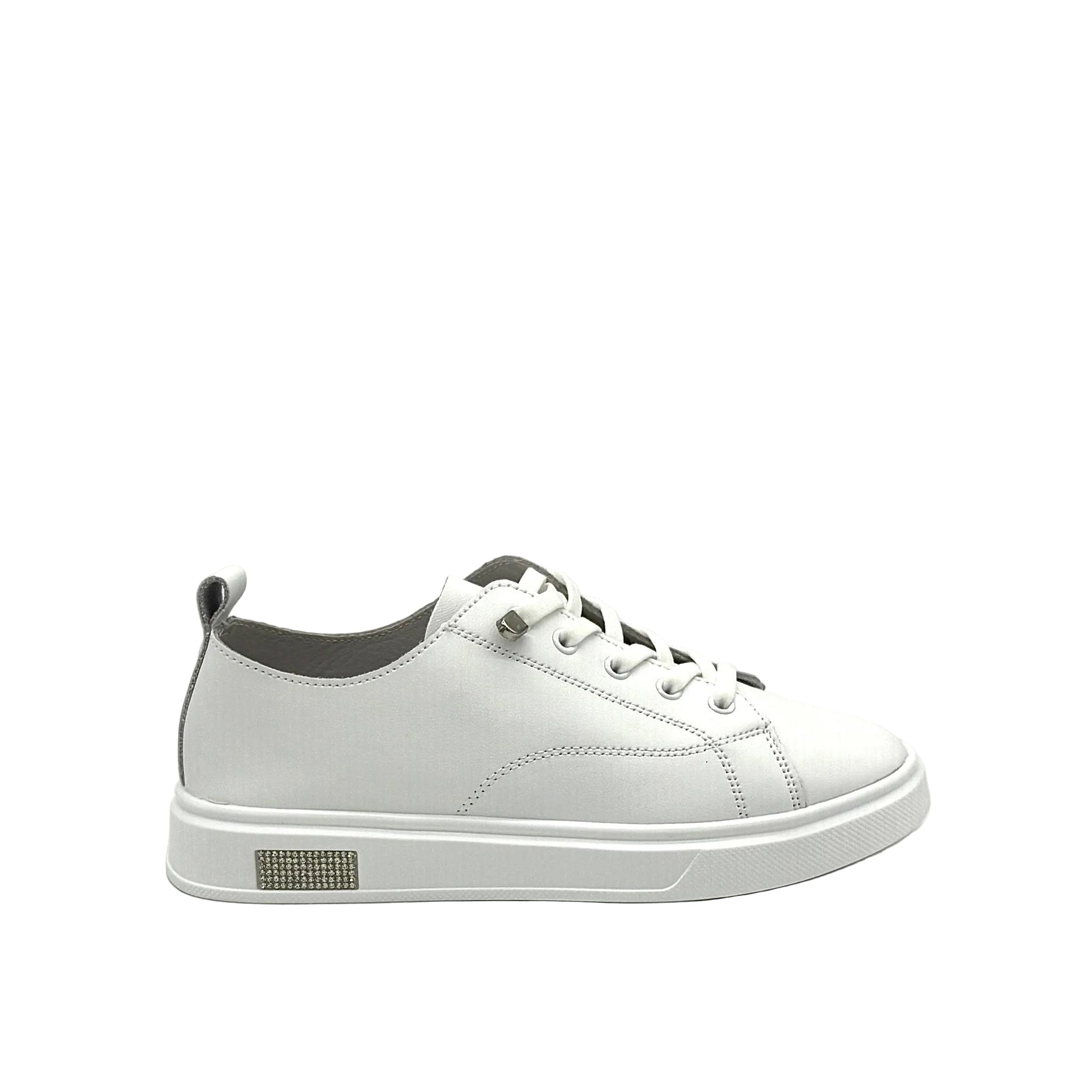 BONAVI Paros white leather sneakers for women with clean lace-up design and flexible sole