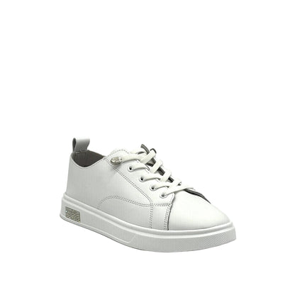 BONAVI Paros white leather sneakers for women with clean lace-up design and flexible sole