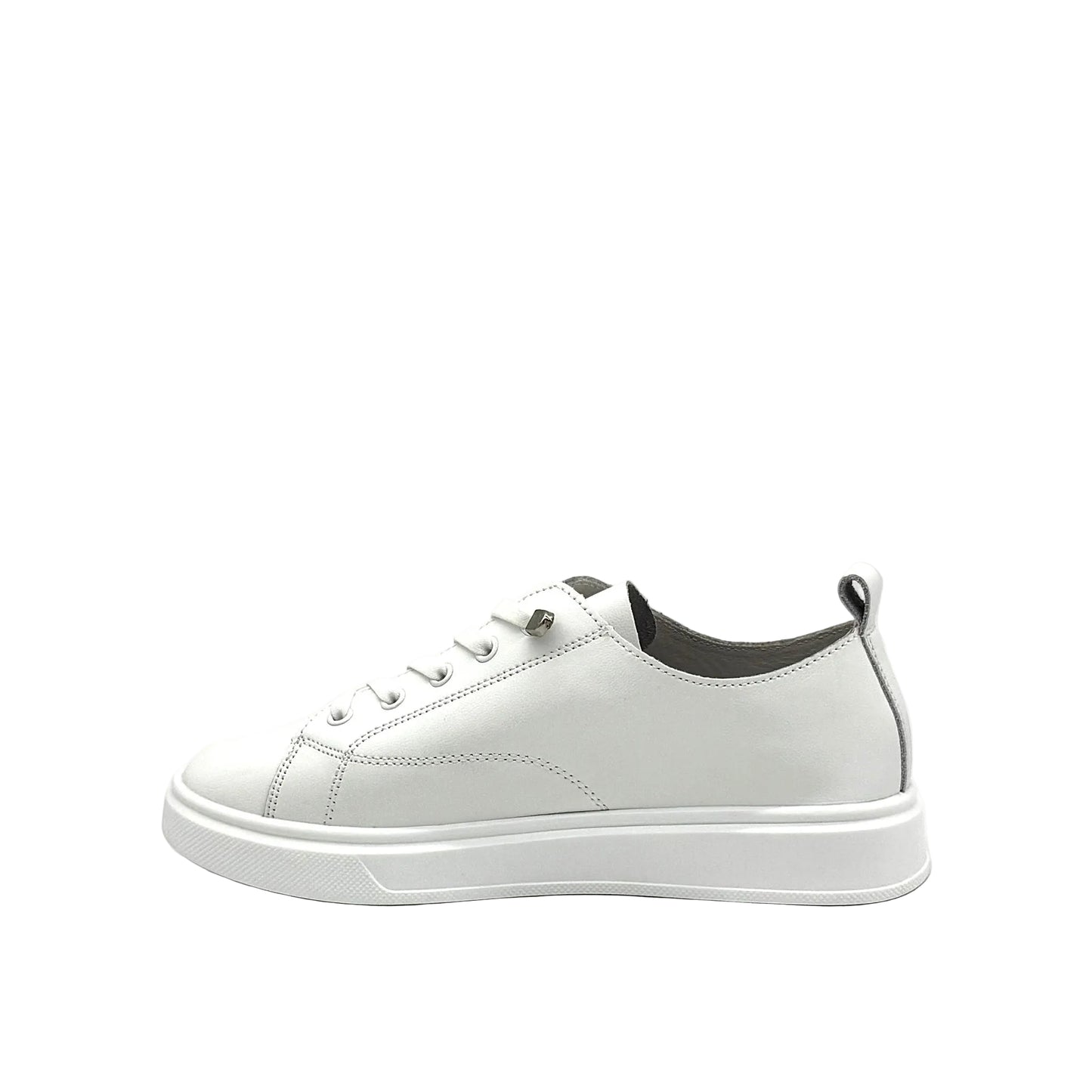 BONAVI Paros white leather sneakers for women with clean lace-up design and flexible sole