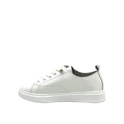 BONAVI Paros white leather sneakers for women with clean lace-up design and flexible sole