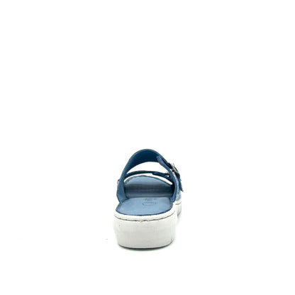 BONAVI Patra leather floral print double buckle slide sandal in camel
Blue