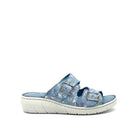 BONAVI Patra leather floral print double buckle slide sandal in camel
Blue