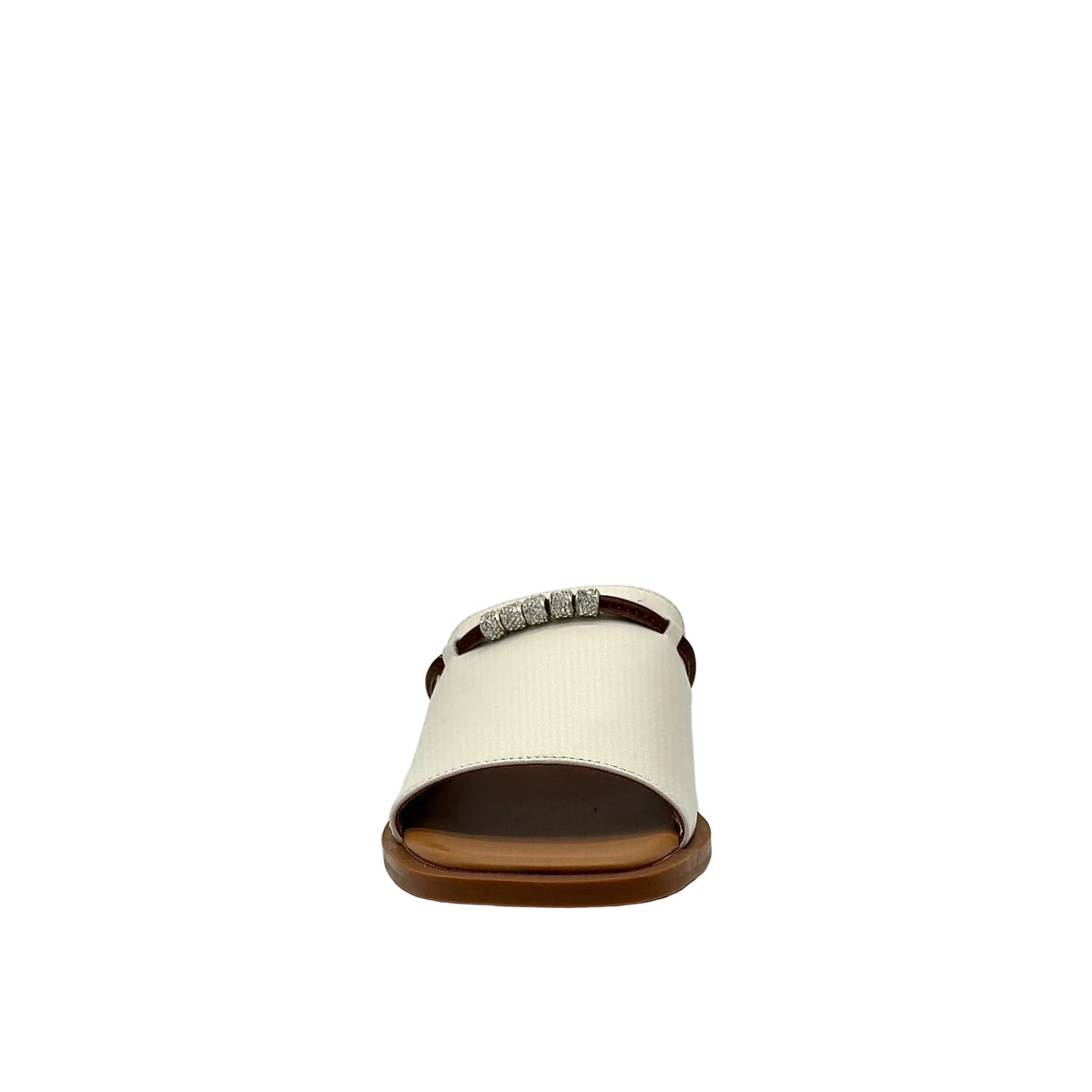 BONAVI Pirgi beige leather slide sandals for women with cushioned footbed and flexible rubber sole