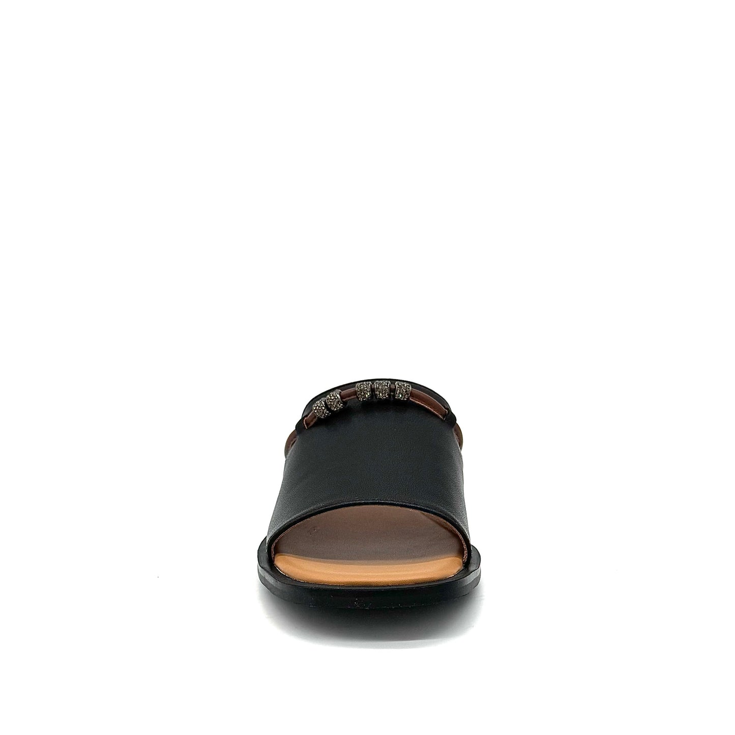 BONAVI Pirgi black leather slide sandals for women with minimal design and cushioned insole