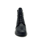 BONAVI Raven genuine leather lace-up boot in black with rhinestone collar detail, front view
