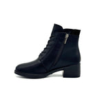 BONAVI Raven genuine leather lace-up boot in black with rhinestone collar detail, inner side view