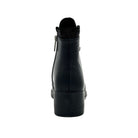 BONAVI Raven genuine leather lace-up boot in black with rhinestone collar detail, rear view