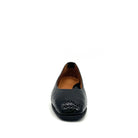 BONAVI Simone genuine leather snake-embossed pointed toe flat in black with low wedge heel