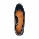 BONAVI Simone genuine leather snake-embossed pointed toe flat in black with low wedge heel