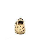 BONAVI Tinos leather ballet flats for women with studded eyelet design and Mary Jane strap in black and beige