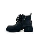 BONAVI Wren genuine leather combat boot in matte black with side zipper, rubber toe guard and chunky sole, inside profile