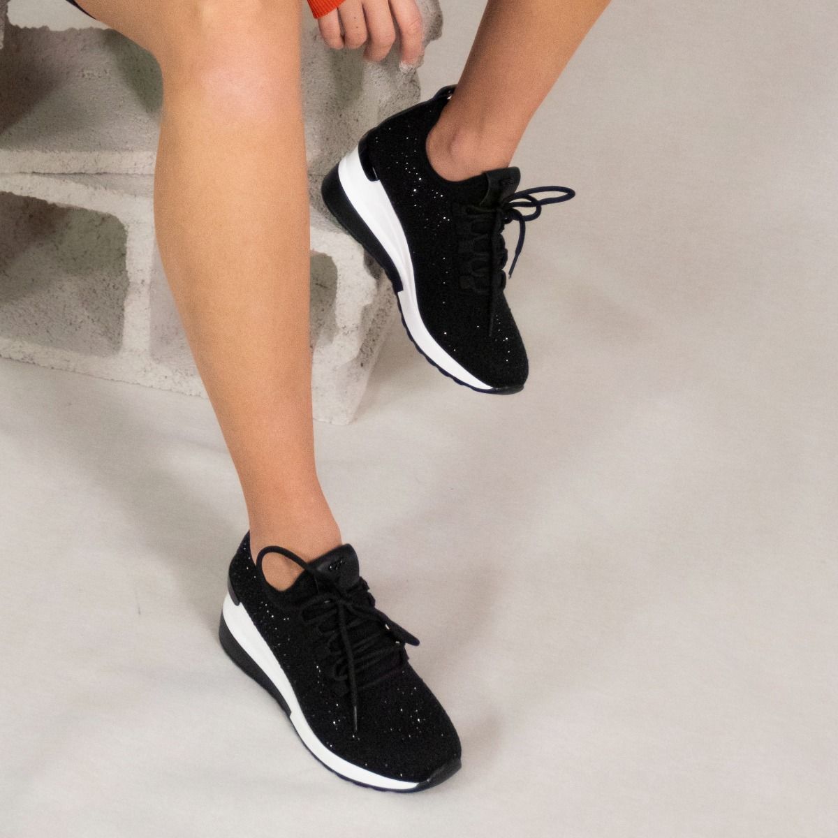 Renato Garini – EX13 Knit Platform Sneaker (Black)