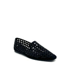 EXE 0285-1483 crystal-embellished caged loafer flat in black with rhinestone lattice cutout upper