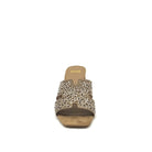 EXE 6237-20 crystal-embellished cutout block heel slide sandal in beige with allover rhinestone starburst pattern