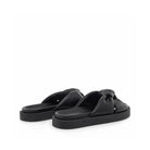 Black: EXE Artemis-940 puffy twist knot slide sandal with black flatform sole