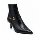 EXE Cala-313 croc-embossed ankle boot in black, three-quarter view