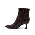 EXE Cala-313 croc-embossed ankle boot in brown, inside profile with zip closure