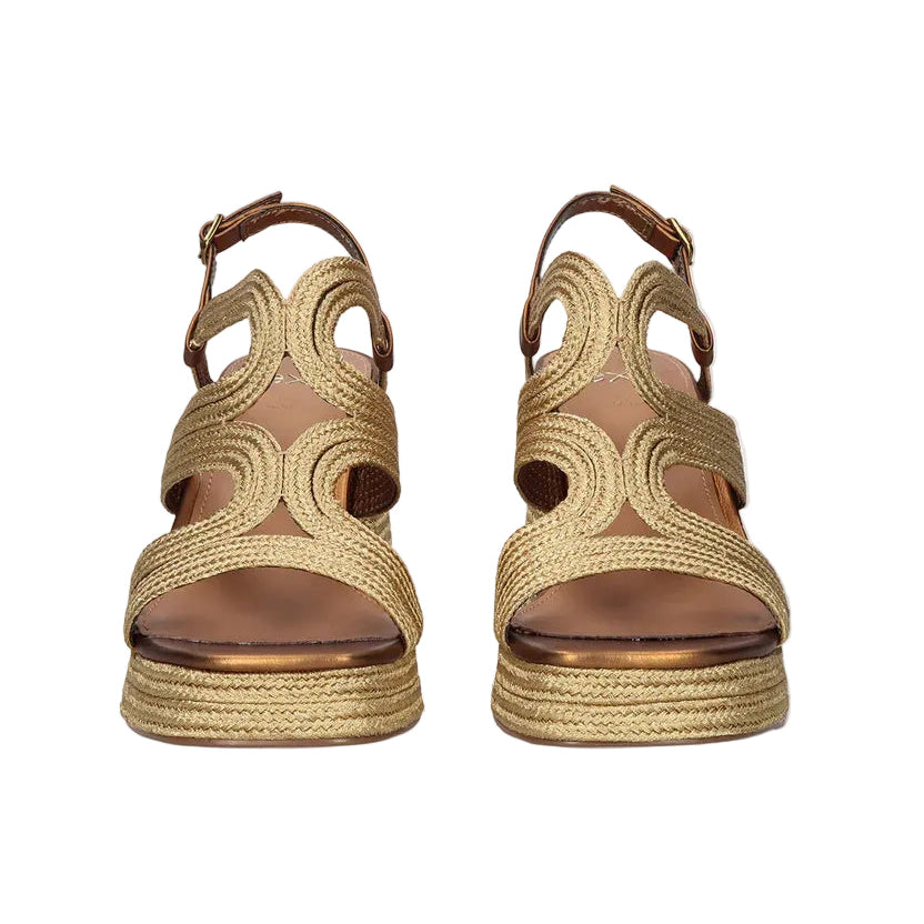 EXE Havana 077 rope platform heels for women with block heel and ankle strap in bronze