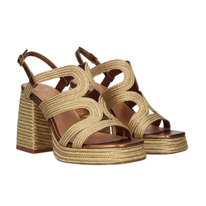 EXE Havana 077 rope platform heels for women with block heel and ankle strap in bronze