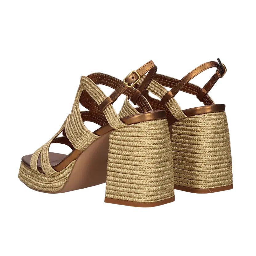 EXE Havana 077 rope platform heels for women with block heel and ankle strap in bronze