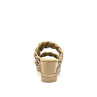 Beige: EXE Ipanema-922 double braided strap wedge slide sandal in beige