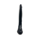 EXE Laura-2412 genuine leather knee-high riding boot in black with elastic back panel, front view