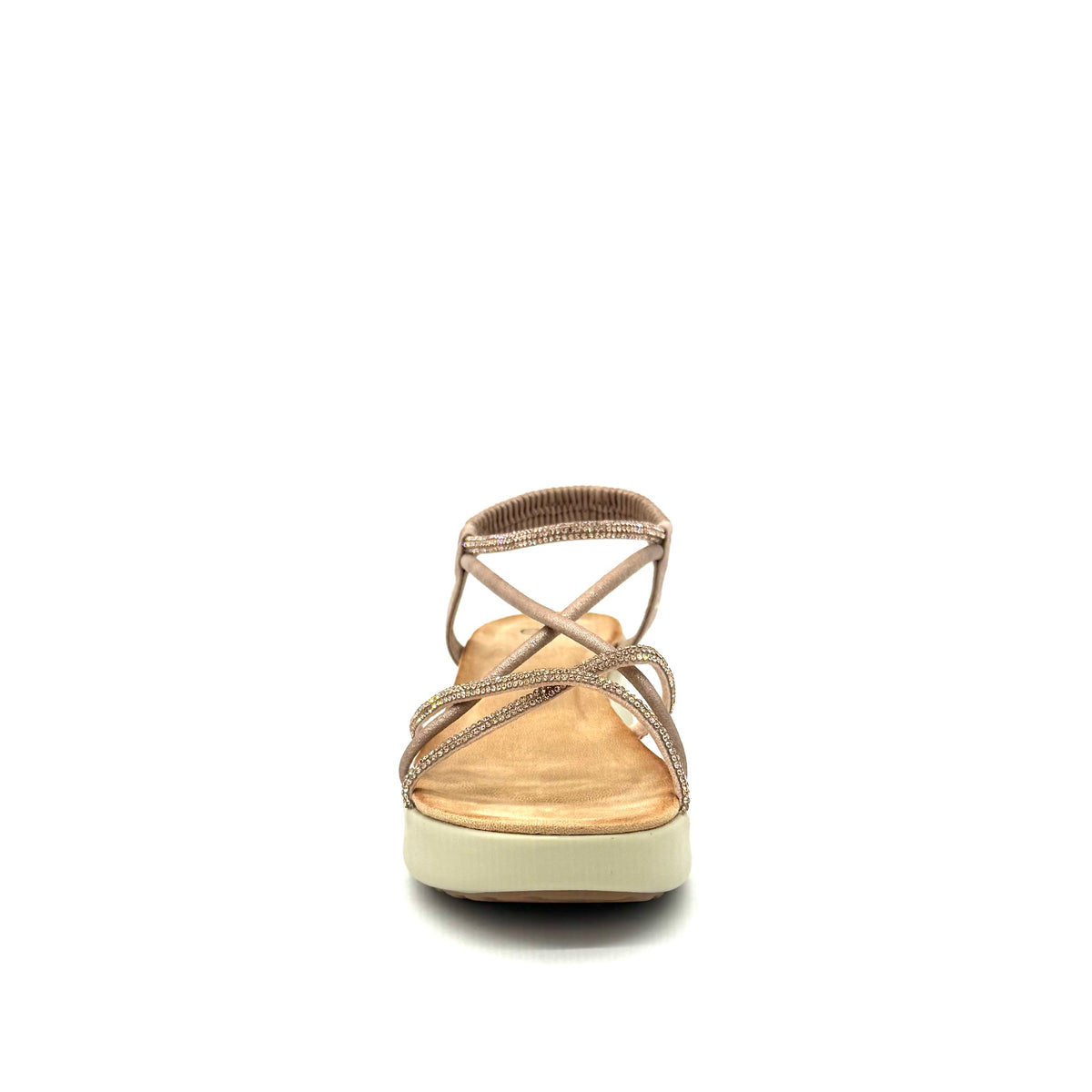 EXE Mira-H20 rose gold rhinestone strappy platform sandals for women with lightweight design and cushioned sole