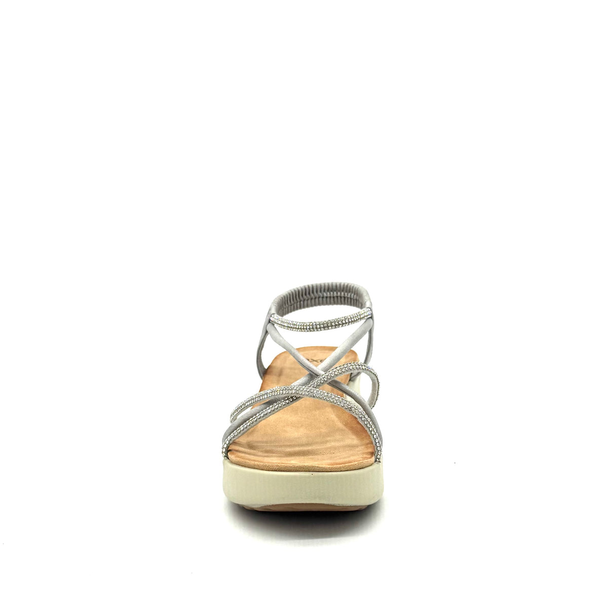 EXE Mira-H20 silver rhinestone strappy platform sandals for women with lightweight design and cushioned sole