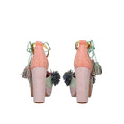 EXE Ophelia 925 multicolor platform heel sandal with tassel ankle tie and embellished upper