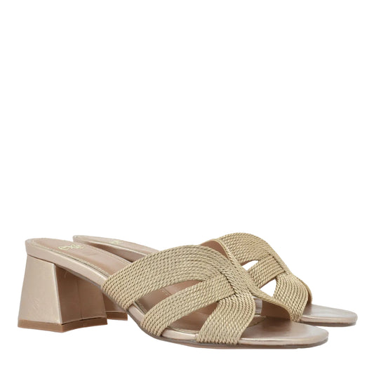 EXE Polina 545 woven raffia block heel sandal in natural color